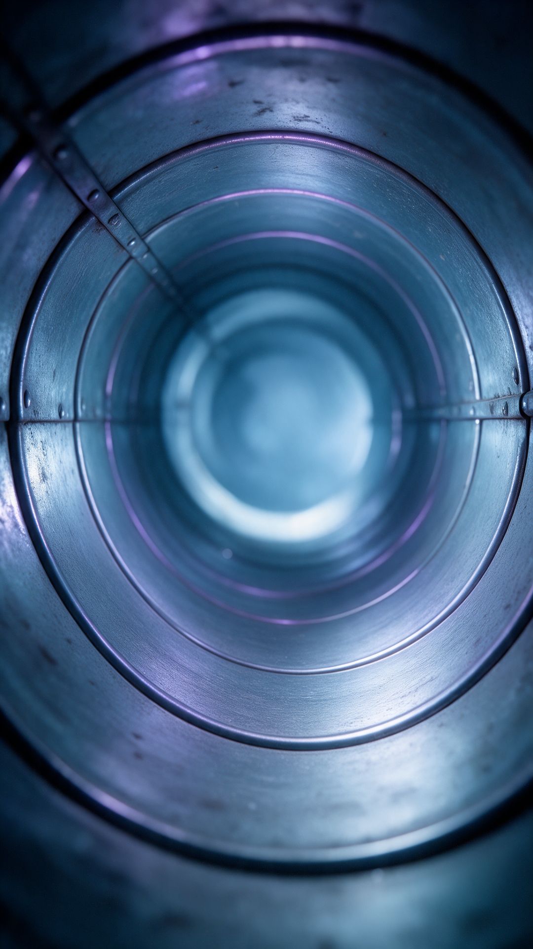 The same air duct after cleaning, spotless metal